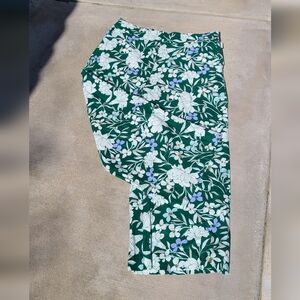 Ladies Size 12 The Linen Wide Leg High Rise Above Ankle Pants Floral Print